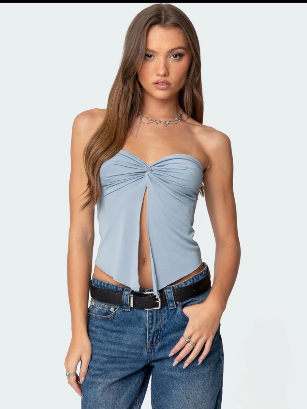 Edikted Twisted split front tube top